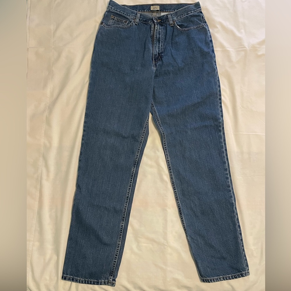 👖 LL Bean women’s 14 TALL High Rise Straight Leg Jeans. 100% Cotton 👖